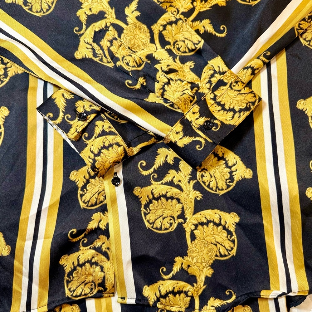 Zara Black and Gold Patterned Shirt "Versace style” Boroque - Picture 4 of 6